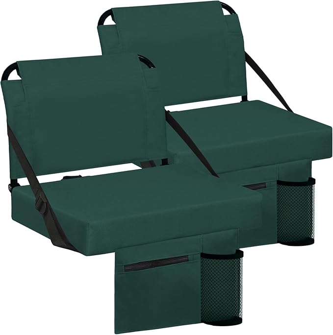 Stadium Seat for Bleachers with Back Support and Wide Padded Cushion Stadium Chair - Includes Shoulder Strap and Cup Holder