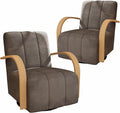 Chifee & Vingol 360° Swivel Accent Chair 30.3" W Velvet Swivel Living Room Chair with Solid Wood Armrests Mid Century Modern Reading Chair,Set of 2,Charcoal
