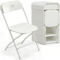 18 Pack White Plastic Folding Chair, Indoor Outdoor Portable Stackable Commercial Seat with Steel Frame 350lb. Capacity for Events Office Wedding Party Picnic Kitchen Dining