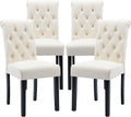 chairus Dining Chairs Set of 4 Mid Century Modern Living Room Chairs with Button Tufted High Back PU Leather Armless Chair Comfy Upholstered Side Chairs for Kitchen/Restaurant/Bedroom, Cream White