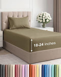 Extra Deep Pocket Twin Sheets - 3 Piece Breathable & Cooling Bed Sheets - Hotel Luxury Bed Sheet Set - Soft, Wrinkle Free & Comfy - Easily Fits Extra Deep Mattresses - Deep Pocket Khaki Sheets Set