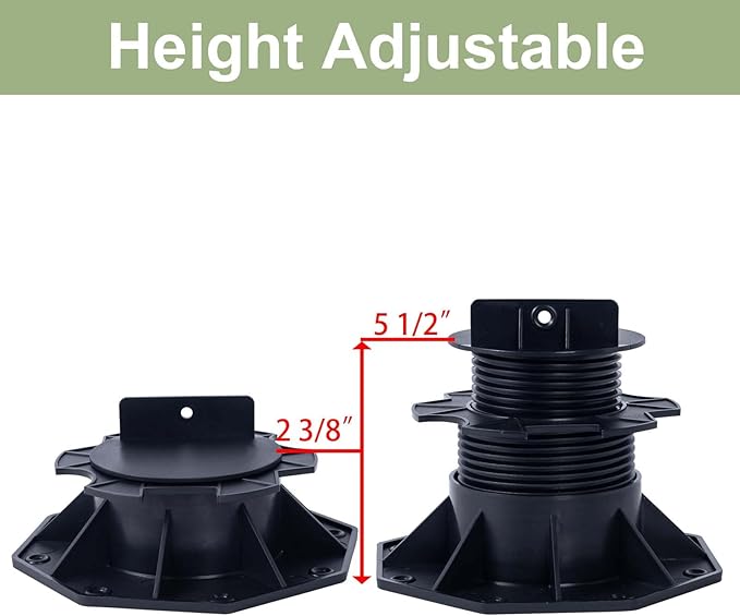 10 Pack Adjustable Plastic Pedestal Paver,Floor Slate Support Floor Lift,Deck Support Floor Raising,Deck Foundation Base Support,Adjustment Raising from 2-3/8" to 5-1/2"