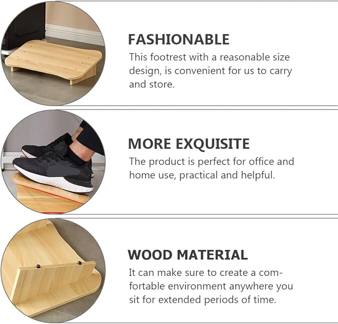 COHEALI Ergonomic Wooden Step Stool Under-Desk Tilted Footrest for Office and Home Use Footstool with Natural Wood Texture Comfortable Foot Support Bench for Work and Relaxation