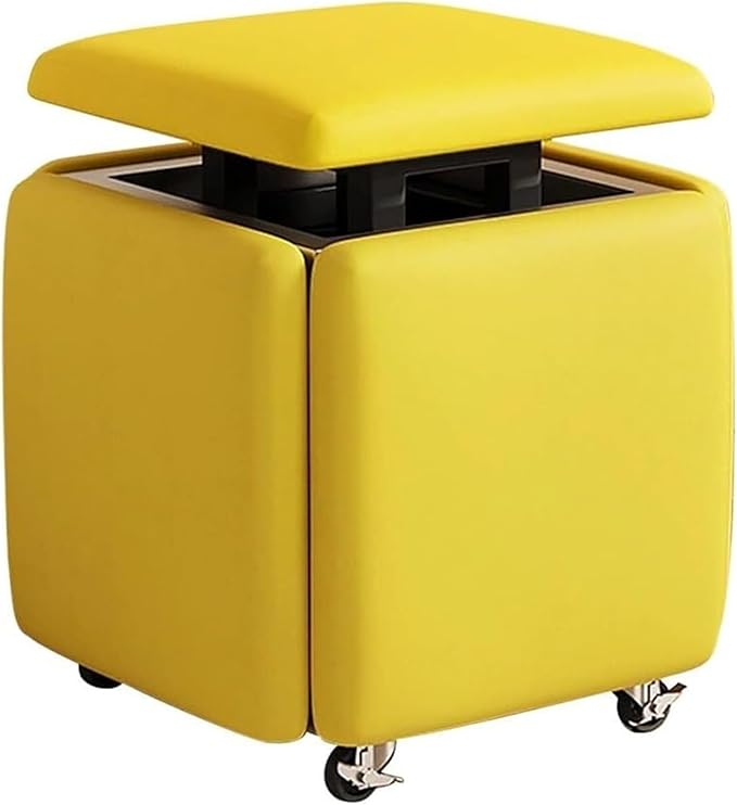 Seating Cube 5 in 1 Stool Stackable Sofa Chair Stool with Swivel Casters Movable Footstool(A,45cm)