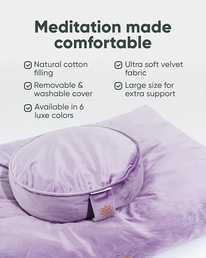 Mindful & Modern Zabuton Meditation Mat - Cotton Filled Yoga and Meditation Pad - Zabuton Meditation Cushion for Kneeling and Sitting Support - Large Rectangular Sitting Floor Pillow for Bench or Zafu