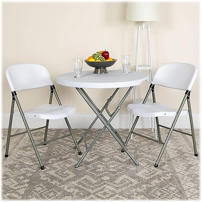 Flash Furniture Hercules Series Plastic Folding Event Chairs with Textured Seats, Lightweight Plastic Folding Chairs, Set of 6, White