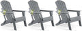 FUNBERRY Folding Adirondack Chair Set of 3, All Weather HDPE Fire Pit Chairs with Cup Holder for Outdoor