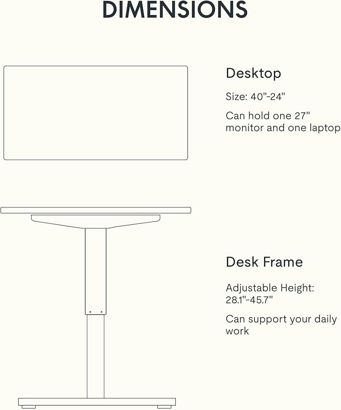 FLEXISPOT EN1 One-Piece Adjustable Desk 40 x 24 Inches Stand Up Desk Electric Height Adjustable Standing Desk with Seamless Desktop (Silver Frame + 40 inches Natural Top, 2 Packages)