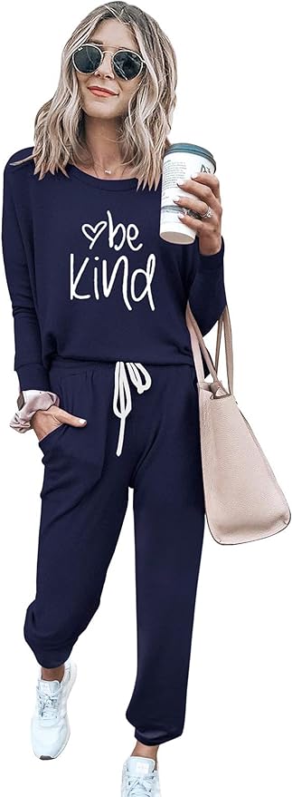 PRETTYGARDEN Women Fall 2 Piece Lounge Outfit Long Sleeve Tops High Waisted Jogger Pants Set Spring Travel Clothes Tracksuit