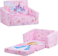 decalsweet Foldable Kids Sofas Couch 2 in 1 Children Convertible Sofa to Lounger Flip Open Toddlers Sofa Bed