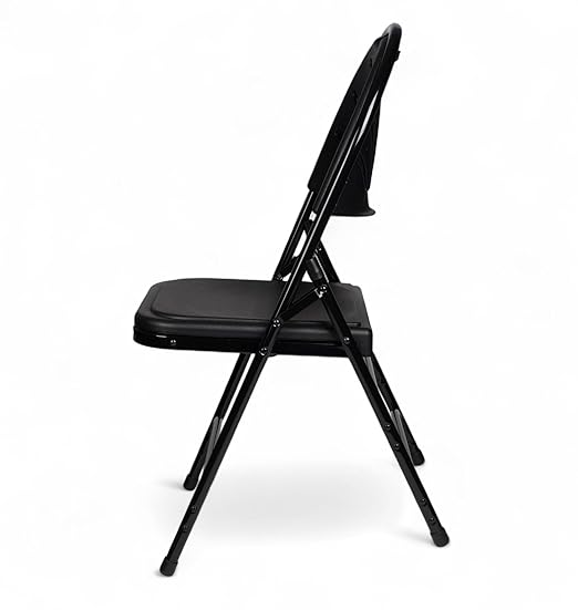 OEF Furnishings OEF1100 Series Premium Heavy-Duty Plastic Folding Chairs, Commercial Fanback Event Chairs with Triple Brace and 500 lb Capacity (4-Pack, Black Plastic with Black Frame)