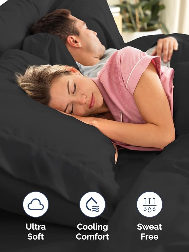 Extra Deep Pocket Queen Sheet Set - 4 Piece Breathable & Cooling Bed Sheets - Hotel Luxury Sheet Set - Ultra Soft, Wrinkle Free & Comfy - Easily Fits Extra Deep Mattresses - Deep Pocket Black Sheets