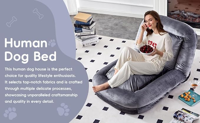Stylish Grey Floor Lounge Chair - Versatile Folding Sofa with 5 Adjustable Positions for Comfort & Relaxation!