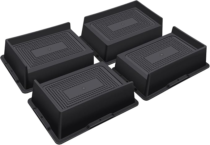 ANNKUT Bed Risers 2 Inch Heavy Duty,Oversized Couch Risers, Extra Wide Furniture Risers for Sofa Table Desk Headboard Chair Lifting,Rectangle Risering Blocks Support 6000 lbs(4 Pack Black)