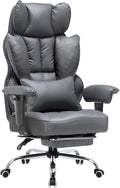 COMHOMA Desk Office Chair 400LBS Big and Tall Office Chair Ergonomic Gaming Chair with Wide Seat Leather High Back Chair with Foot Rest Adjustable Armrests Pocket Spring Lumbar Support