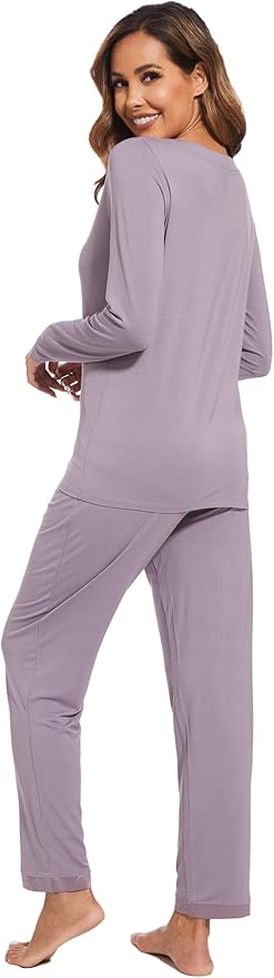 GYS Viscose from Bamboo Women's Pajama Sets Super Soft Long Sleeve Sleepwear Comfy Winter Pjs Sets S-4X