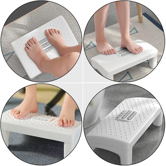 COHEALI Ergonomic Office Footstool White Plastic Foot Rest for Under Desk Use Compact Massage Footrest for Back and Neck Relief Household Foot Support for Adults