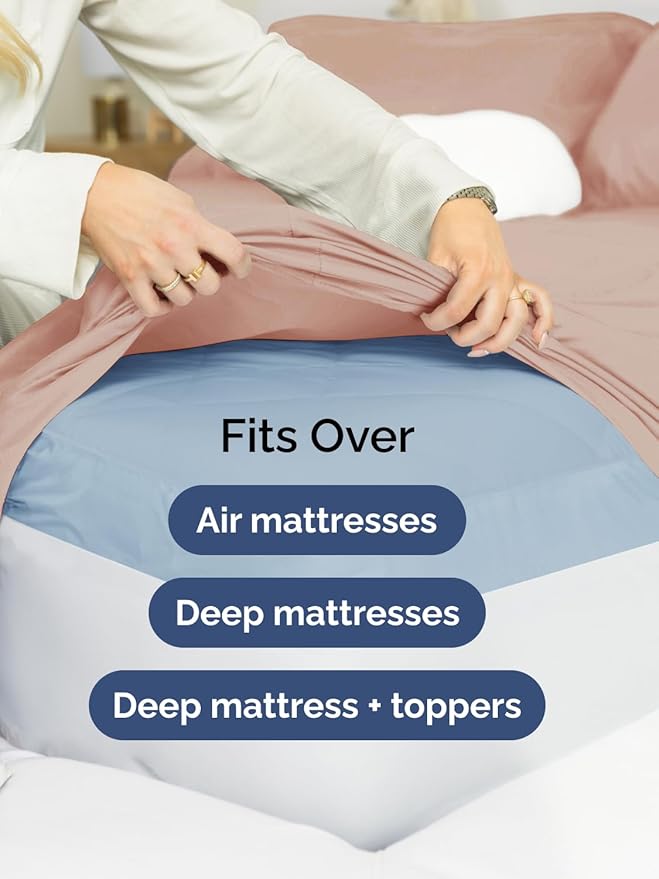 Extra Deep Pocket Cal King Sheets - 4 Piece Breathable & Cooling Bed Sheets - Hotel Luxury Bed Sheet Set - Soft, Wrinkle Free & Comfy - Easily Fits Extra Deep Mattresses - Deep Pocket Mauve Sheets Set