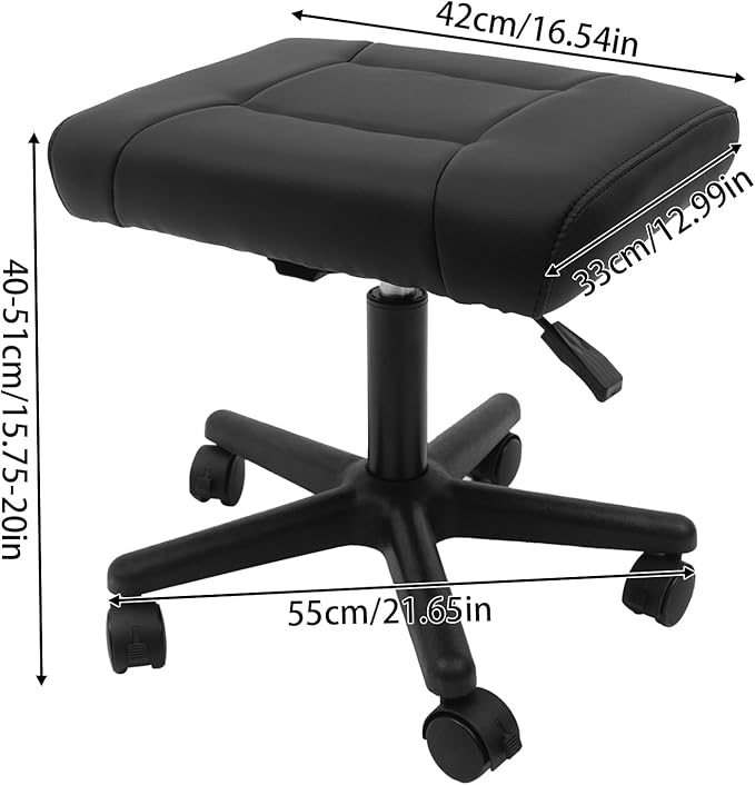 Mobile Footrest, 15.75-20in Height Adjustable Portable Foot Rest Stool, Multi-Use Stool with Lockable Wheels Under Desk Leg Rest Rolling Chair for Office, Home