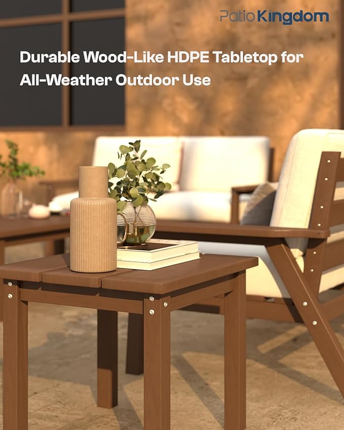 Patio Kingdom 7 Piece Patio Conversation Sets, Outdoor Couch with Washable Thick Beige Cushions, HDPE Patio Furniture Set with 12FT Umbrella, Outdoor Sectional Furniture for Backyard (Brown Frame)