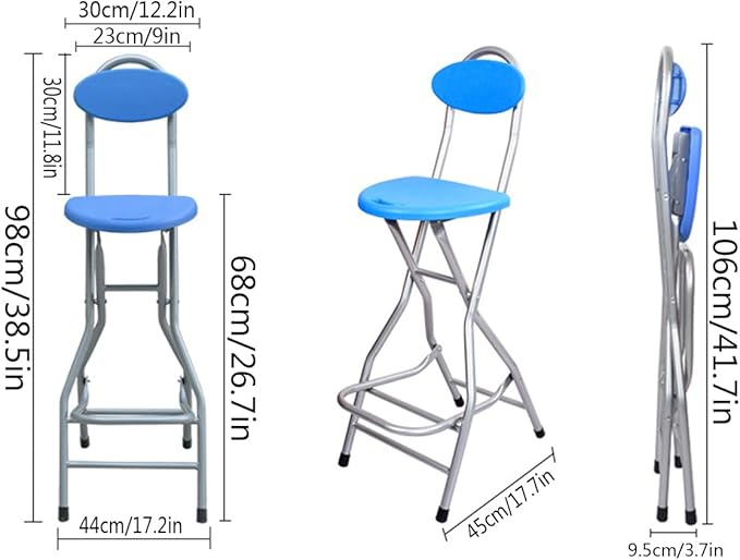 27-Inch Foldable Stool,Folding Chair, for Adults Folding Stool with Handle,Folding Bar Stool with Non-Slip Feet,Indoor and Outdoor,200 lbs Capacity,Kitchen,Game Room(11.5"×12.5"×27")