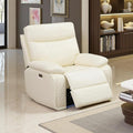 Toseslo Power Recliner Chair Set, Leather Reclining Sectional Couch with Adjustable Angle, Living Room Furniture Sets, Modern Reclining Single Chair with Comfy Armrests for RV, Vanilla White