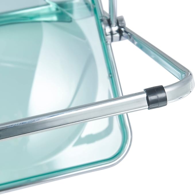 LeisureMod Lawrence Modern Clear Acrylic Folding Chair with Metal Frame, Space-Saving Transparent Seating for Dining Room, Home Office, Bedroom, Vanity or Small Spaces, (Jade Green, Set of 4)