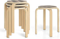 Giantex Stackable Stools Set of 4, 18" Round Stacking Backless Nesting Stools, School Chairs, Flexible Seating for Classroom Elementary, Students, Adults, Kitchen, Dining Room (Natural & Black)