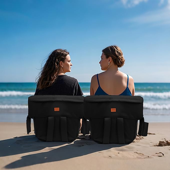 Aventorixis Extra Wide Stadium Seats with Back Support – 2 Pack Sofa-Style Bleacher Chairs, Thick Cushions, 6 Reclining Positions(Black-2 Pack,Wide|25")