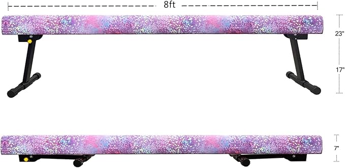 YANGG 6FT/8FT Gymnastic Balance Beam,Adjustable High and Low Level Floor Beam - Highly Stable - Gym Practice Training Equipment for Kids Children Girls Home