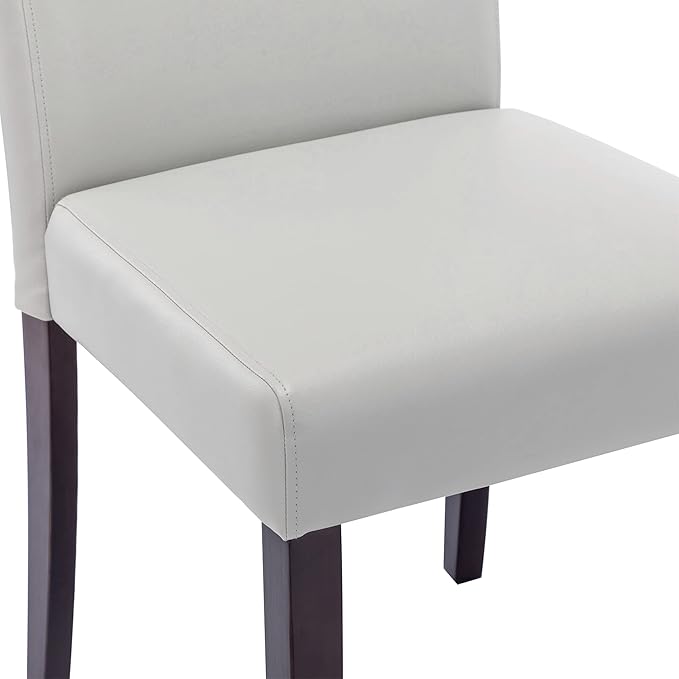 Watson & Whitely Upholstered Kitchen & Dining Room Chairs with Low Back, Faux Leather Armless Dining Chairs with Solid Wood Legs, Set of 2, Light Grey