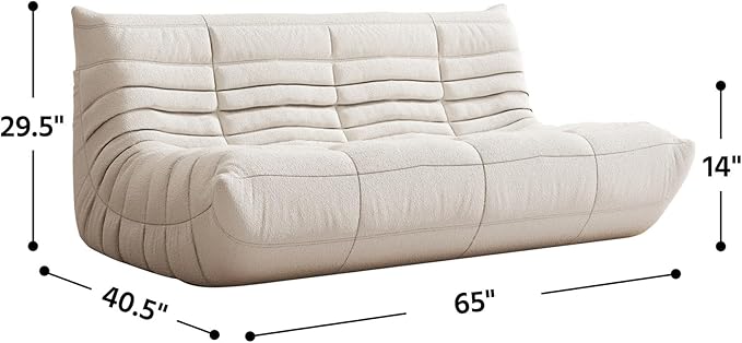 Bean Bag Chair, Fireside Chair, Large Bean Bag Chair for Adults, Bean Bag Chairs for Teens with High-Resilience Foam, Non-Slip Base Floor Lounge Sofa,Living Room (White, 3-Seater)