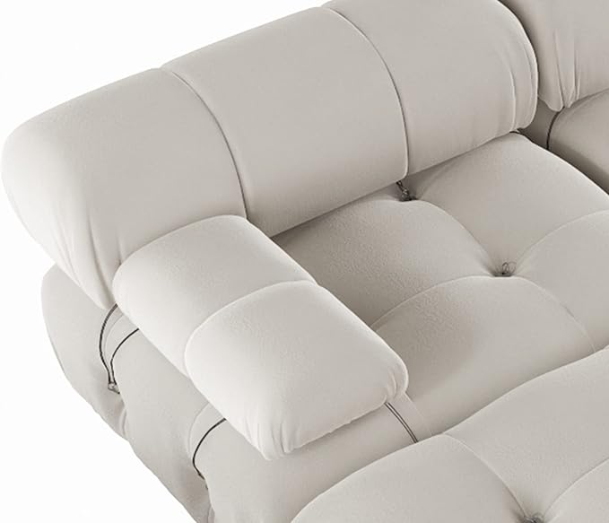 JACH U-Shaped Sectional Couch, 138'' Modern Deep 4-Seat Couches, Minimalist Teddy Velvet Sectional Sofas with Chaise Ottomans, Convertible Modular Sleeper Sofa for Living Room Apartment (Beige)