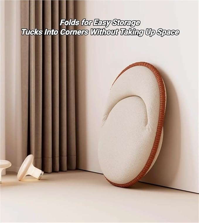 360° Rotatable Tatami Floor Chair, Foldable Legless Seat with Cushion Back Support, Low Floor Chair for Meditation, Bay Window & Living Room(Beige)