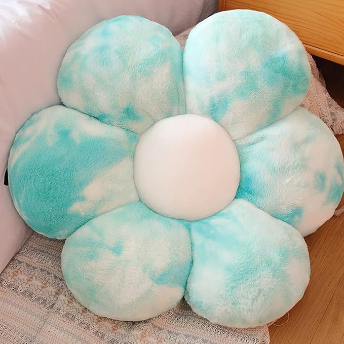 lannery Flower Plush Throw Pillows, Flower Floor Pillow Seating Cushion Toy for Reading, Room, Watching TV (11.8", Blue)