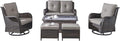 Rilyson Wicker Patio Furniture Set - 6 Piece Rattan Outdoor Sectional Conversation Sets with 2 Swivel Rocking Chairs,2 Ottomans,1 Loveseat and 1 Coffee Table for Porch Deck Garden(Brown/Grey)