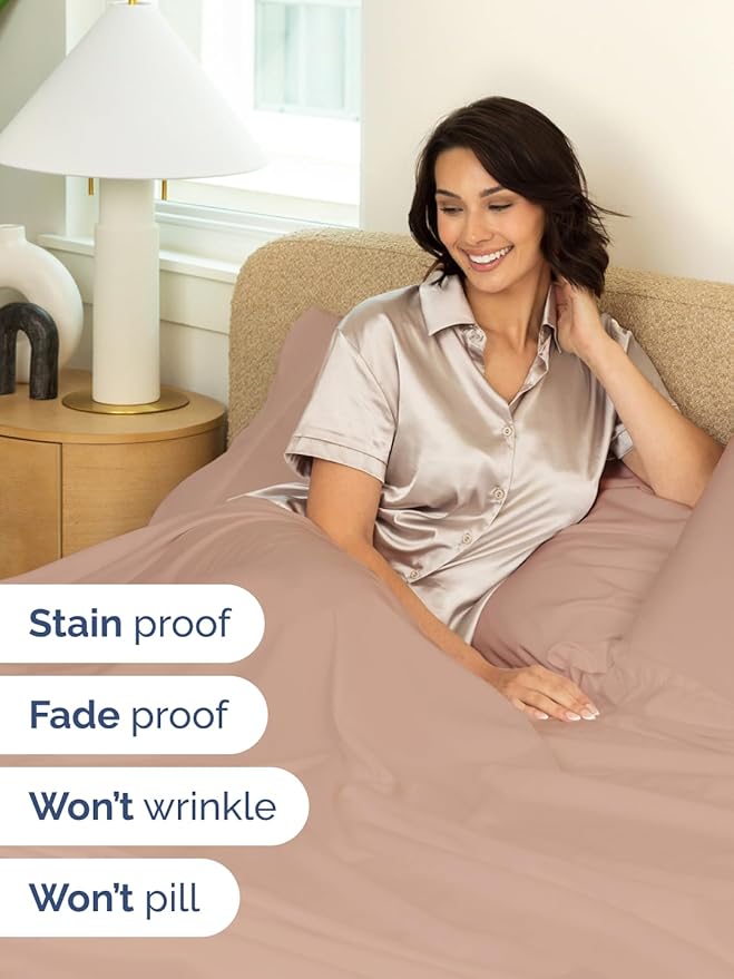 Extra Deep Pocket Full Sheets - 4 Piece Breathable & Cooling Bed Sheets - Hotel Luxury Bed Sheet Set - Soft, Wrinkle Free & Comfy - Easily Fits Extra Deep Mattresses - Deep Pocket Mauve Sheets Set
