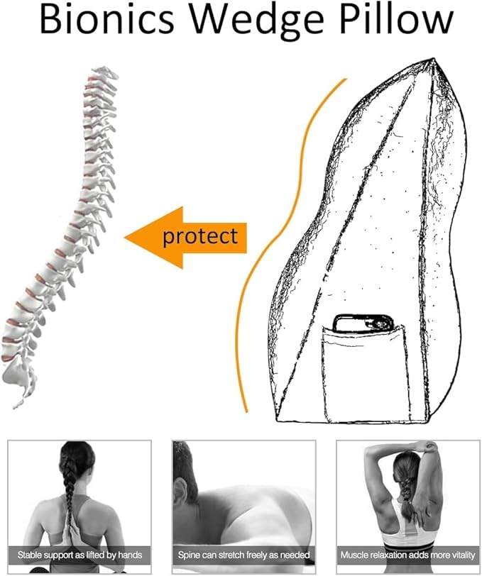 WOWMAX Wedge Pillow Headboard Dorm Headboard Twin XL Bed Cream Bolster Pillow for Bed, Jacquard Satin Fabric 100% Pure Cotton, Light Beige
