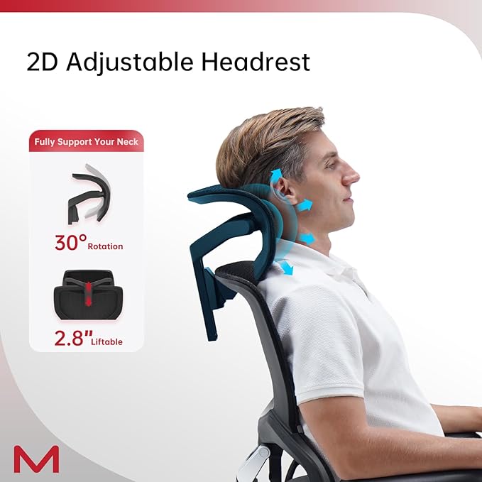 Ergonomic Mesh Office Chair with Footrest, Home Office Executive Chair with Lumbar Support, Ergonomic Computer Gaming Chair with Tilt Lock,Backrest, Home Desk Chair with High Back(Black)