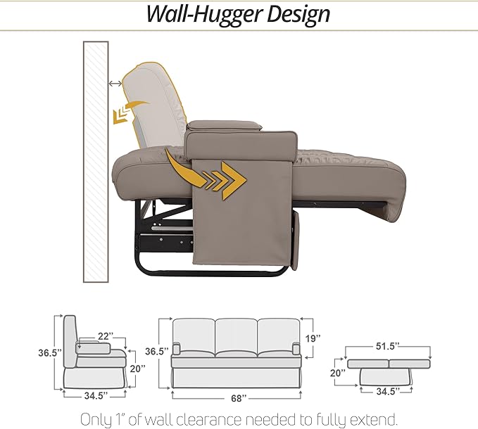 Qualitex De Leon Console SL RV Sofa Bed, 68" Wide, Ulitmate Leather, Light Antelope