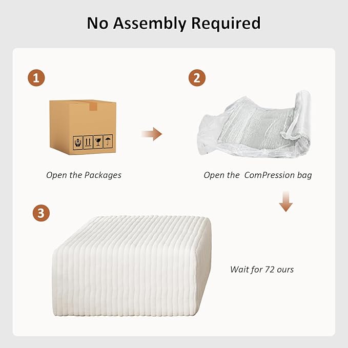 106" Boneless Couches for Living Room, Modular Sectional Sofa, L-Shape Sofa Couches,Cloud Couch Sectional, Comfy Corduroy Sofa, with Deep Seat, No Assembly Required (Beige, 1 Ottoman)