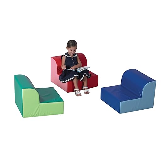 Children's Factory, CF322-385, Library Chair, Red, Classroom Furniture, Kids Reading Nook Flexible Seating, Toddler Playroom & Preschool Chairs
