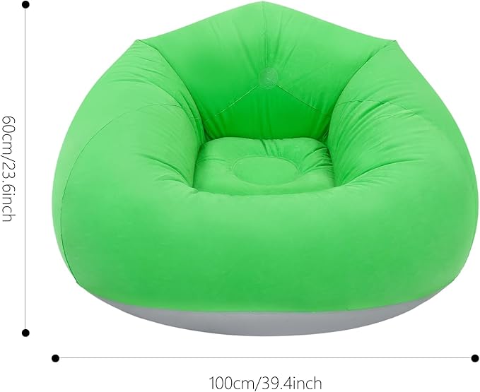 DYRABREST 6 Pcs Bean Bag Chairs for Adults, Inflatable Chairs with Foot Pump, Folding Blow Up Couch, Flocking Portable Lazy Sofa for Movie Night, Living Room, Camping, 220 lbs Load Capacity (Green)