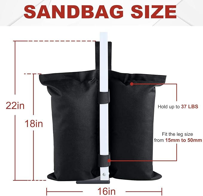 ABCCANOPY Canopy Weights 150 LBS Gazebo Tent Sand Bags,4pcs-Pack (Black)