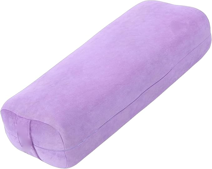 SPYMINNPOO Yoga Bolster, Meditation Cushion & Floor Pillow with 3 Layer Support, Washable Velvet Cover & Carry Handle (Purple)
