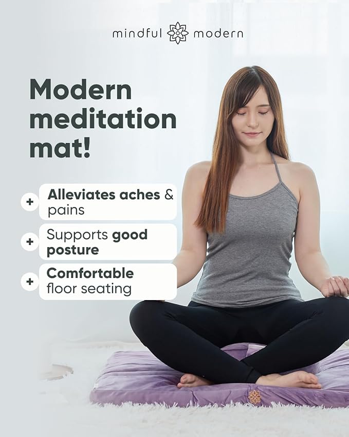 Mindful & Modern Zabuton Meditation Mat - Cotton Filled Yoga and Meditation Pad - Zabuton Meditation Cushion for Kneeling and Sitting Support - Large Rectangular Sitting Floor Pillow for Bench or Zafu