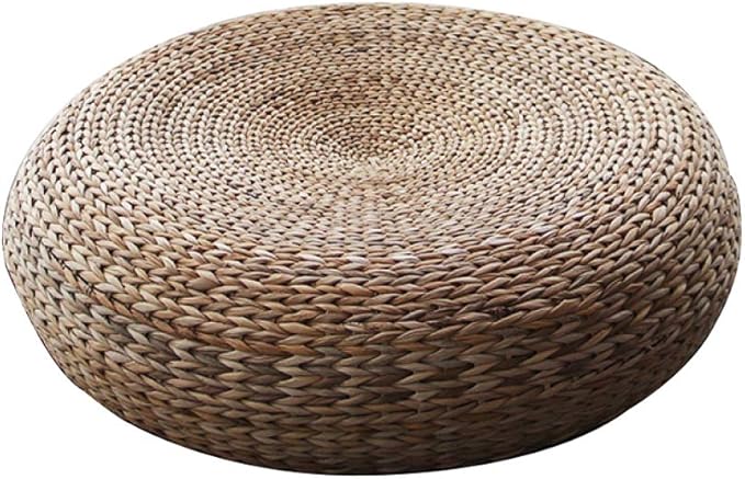 Handwoven Banana Leaf Pouffe Chair - Round Floor Seat with Padded Cushion for Comfort - Eco-Friendly Seating Solution for Home Decor and Relaxation