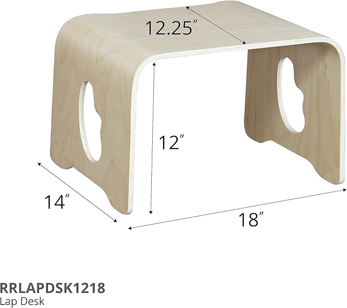Kids Lap Table, Ergonomic Portable Lap Desk, Activity Table, Breakfast/Bed Table, Natural [Set of 4]