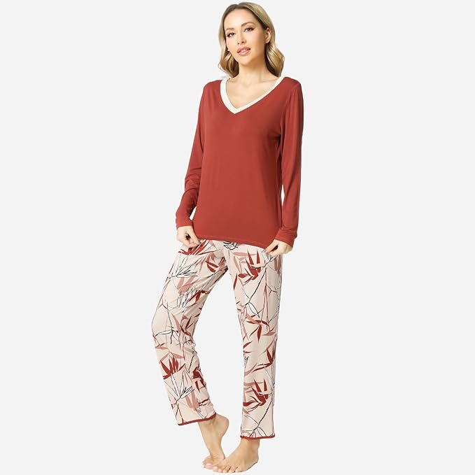 GYS Viscose from Bamboo Women's Pajama Sets Super Soft Long Sleeve Sleepwear Comfy Winter Pjs Sets S-4X