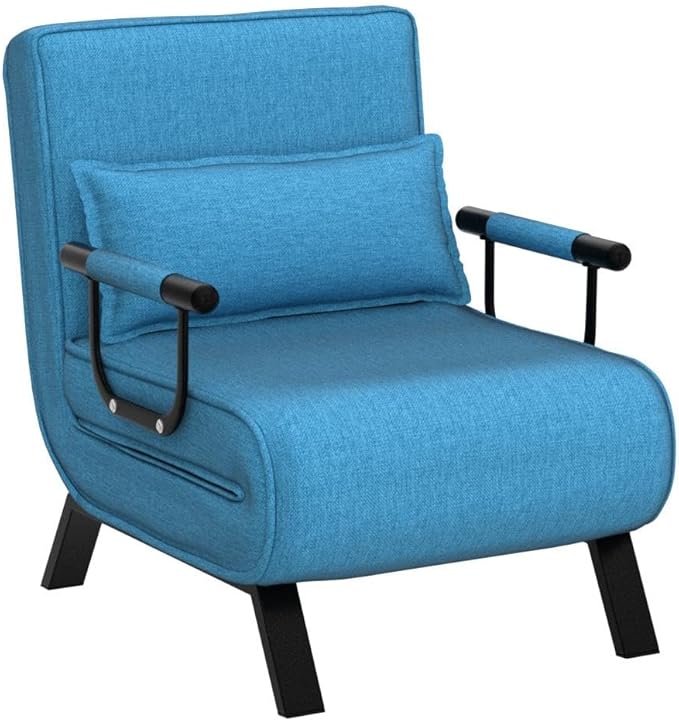 KOMFOTT Convertible Sleeper Chair Bed, 4-in-1 Folding Sofa Bed with 6-Position Adjustable Backrest, Upholstered Chaise Lounge with Removable Pillow, Leisure Recliner Lounge Couch for Home Office